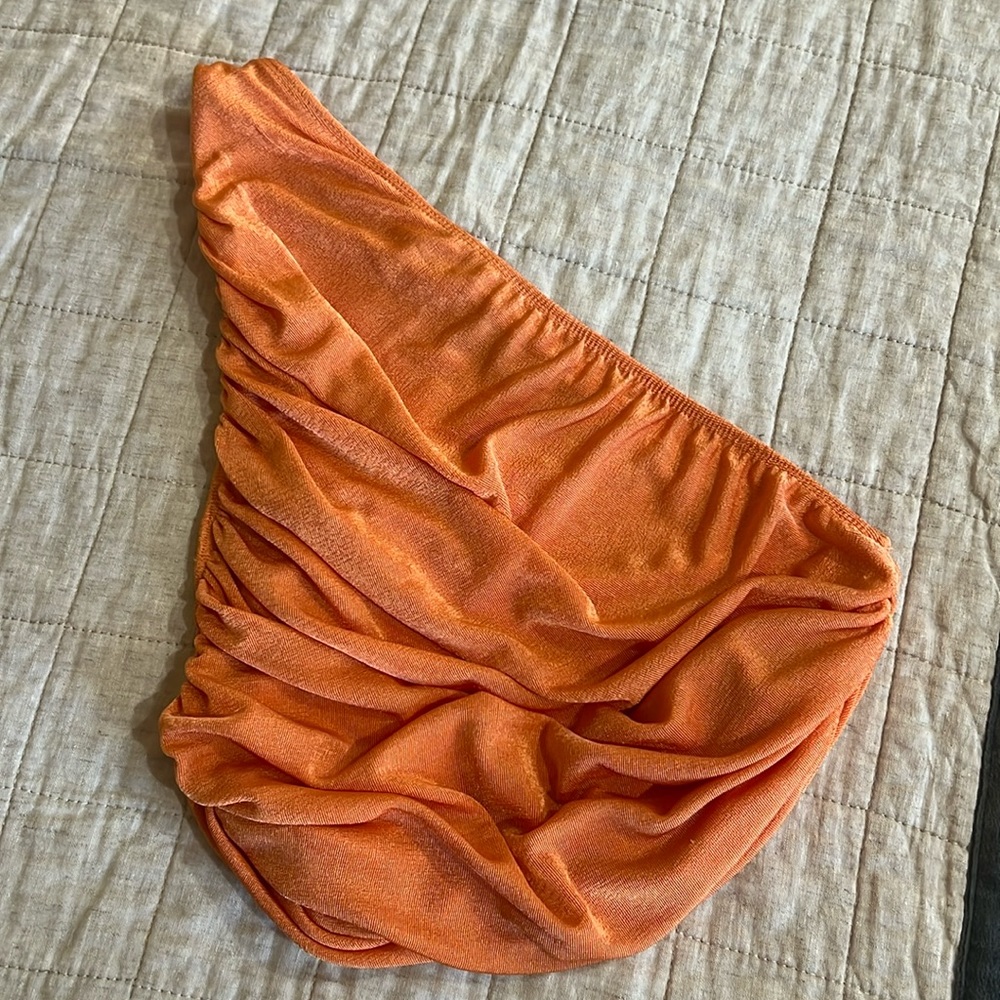 One shoulder orange top
